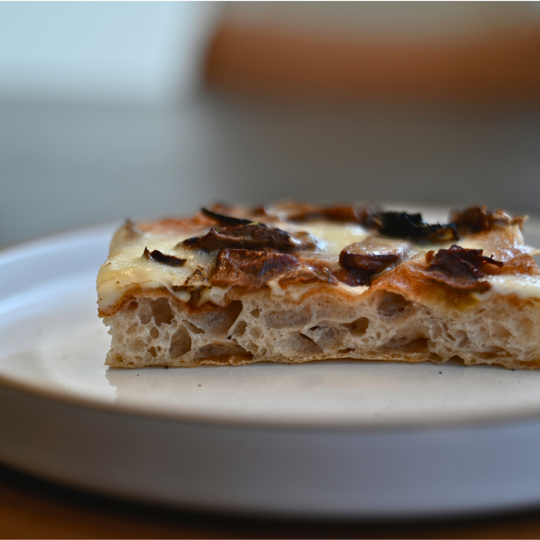 Roman-style Pizza in Teglia (Pan Pizza) with open crumb