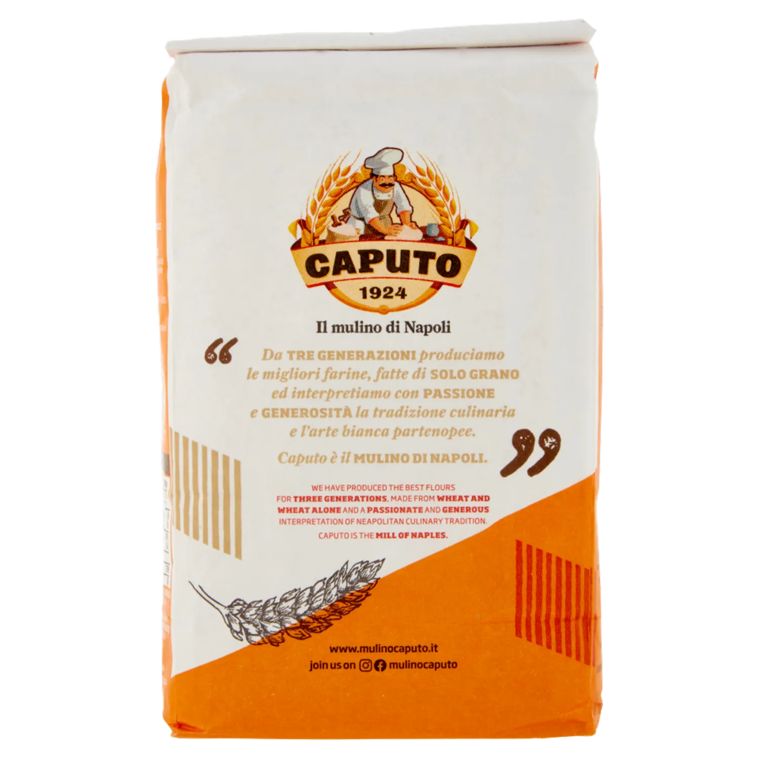 Caputo flour bag with branding and text on a white background