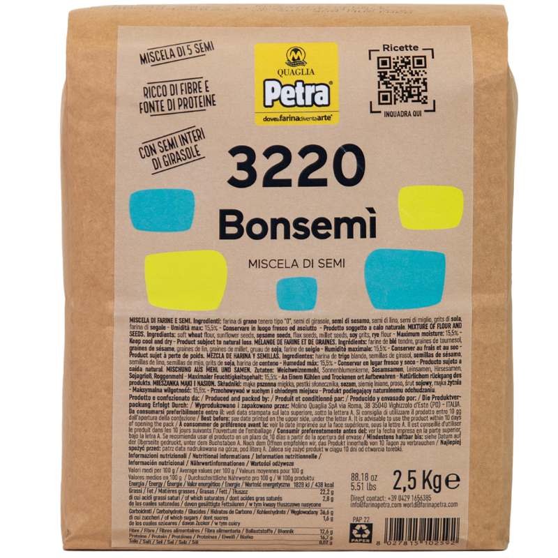 Petra Bonsemì 3220 Seeds & Flour blend for higher fiber baking (2.5kg/5.5lbs)