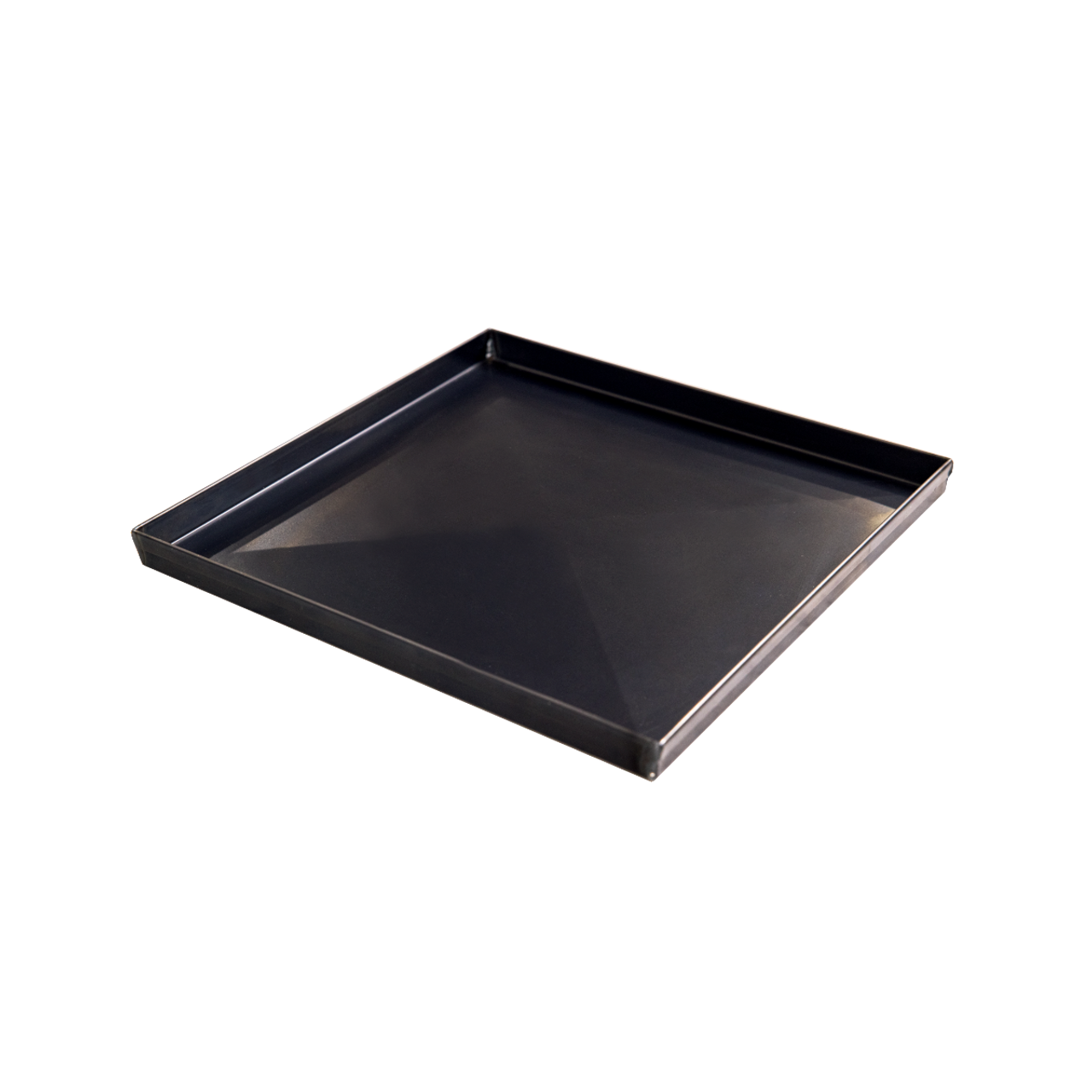 Black squared pizza pan on a white background