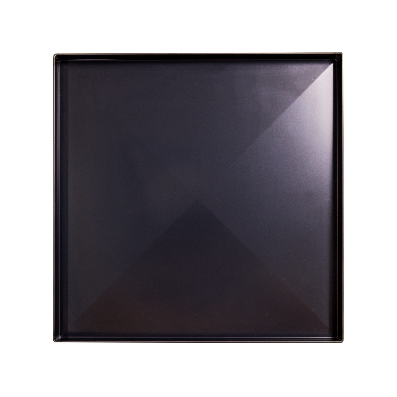 Black square pizza pan on a white background