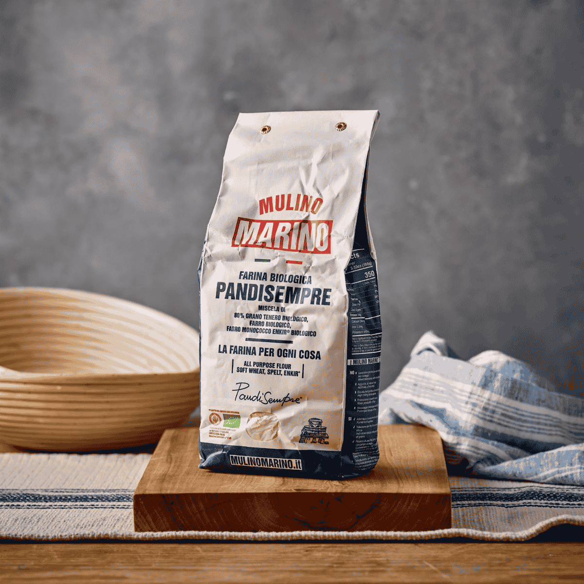 Mulino Marino PandiSempre Organic Stone-Ground Flour – Wheat, Spelt & Enkir (1kg/2.2lbs)