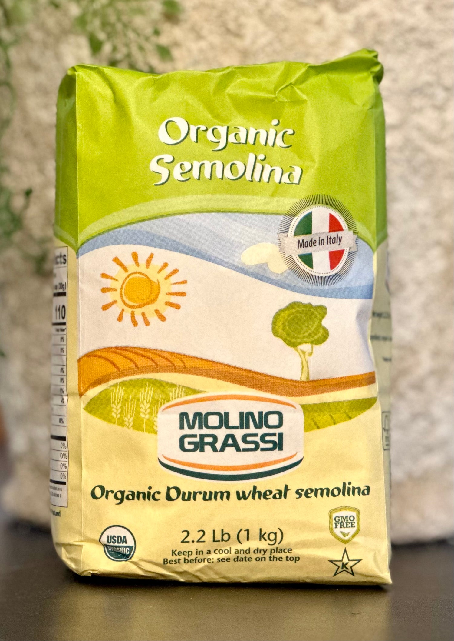 Molino Grassi Organic Durum Wheat Semolina – Italian Semolina for Pasta, Bread & Pizza (2.2 lb)