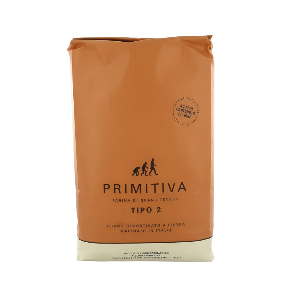 Brown bag with 'Primitiva' branding on a white background