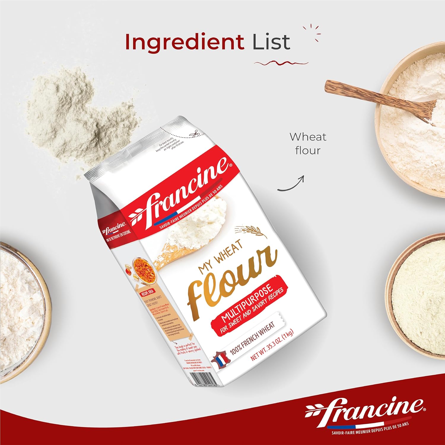 Francine T45 French All-Purpose Wheat Flour (1 kg/2.2lbs)