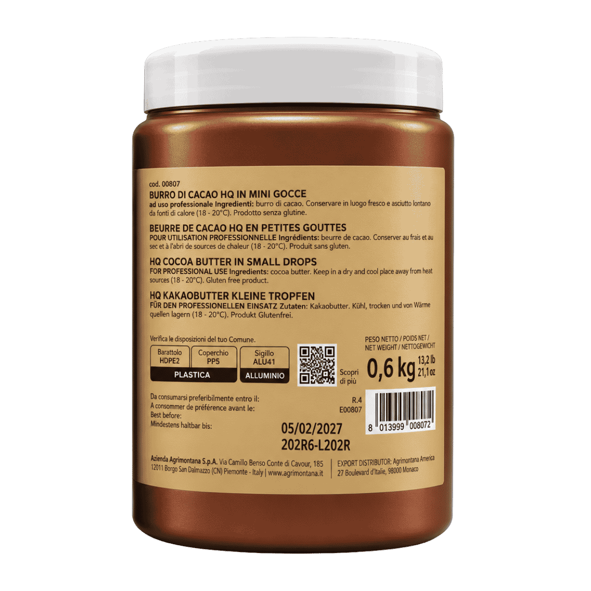 Agrimontana Agricacao Cocoa Butter HQ Mini Drops 600g