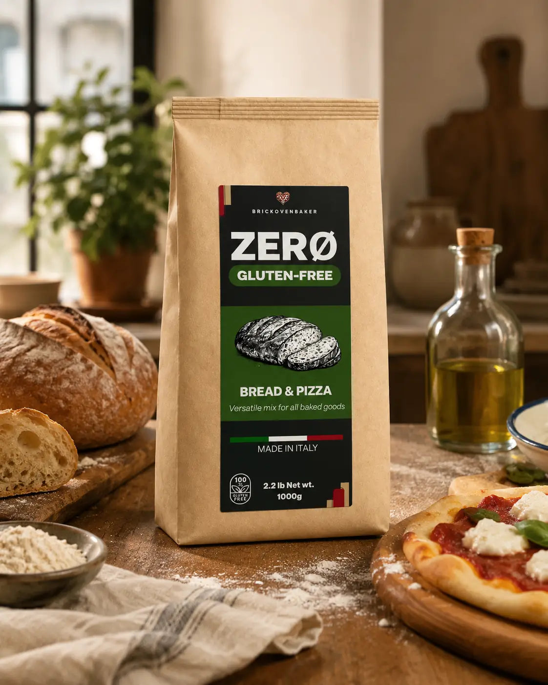 ZERO Gluten-Free Bread & Pizza Flour Mix – Made in Italy (1kg/2.2lbs)