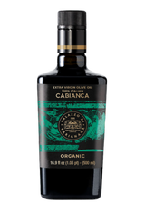 Bottle of Cabianca olive oil on a white background