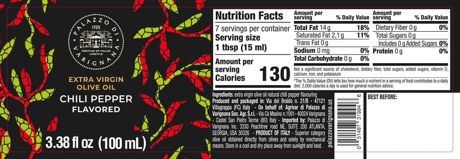 Chilli Pepper Extra Virgin Olive Oil 3.4 floz can