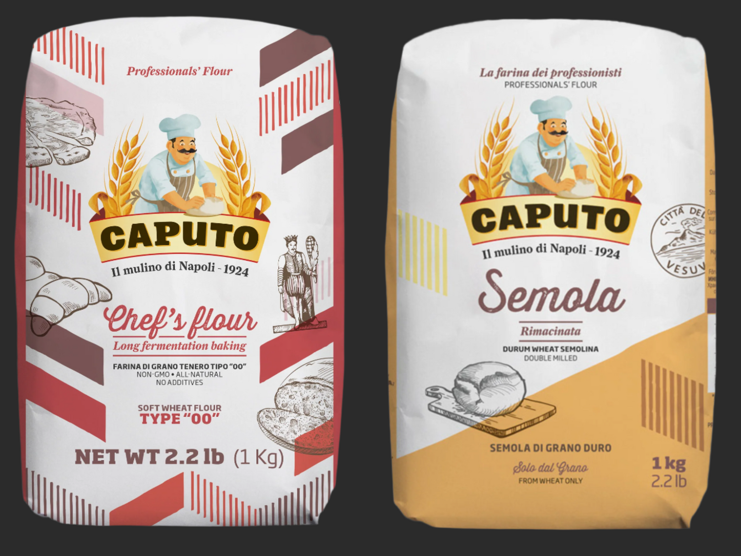 Caputo Combo Pack (1 Chef 00 Flour + 1 Semola Flour - Total 4.4 LBS)