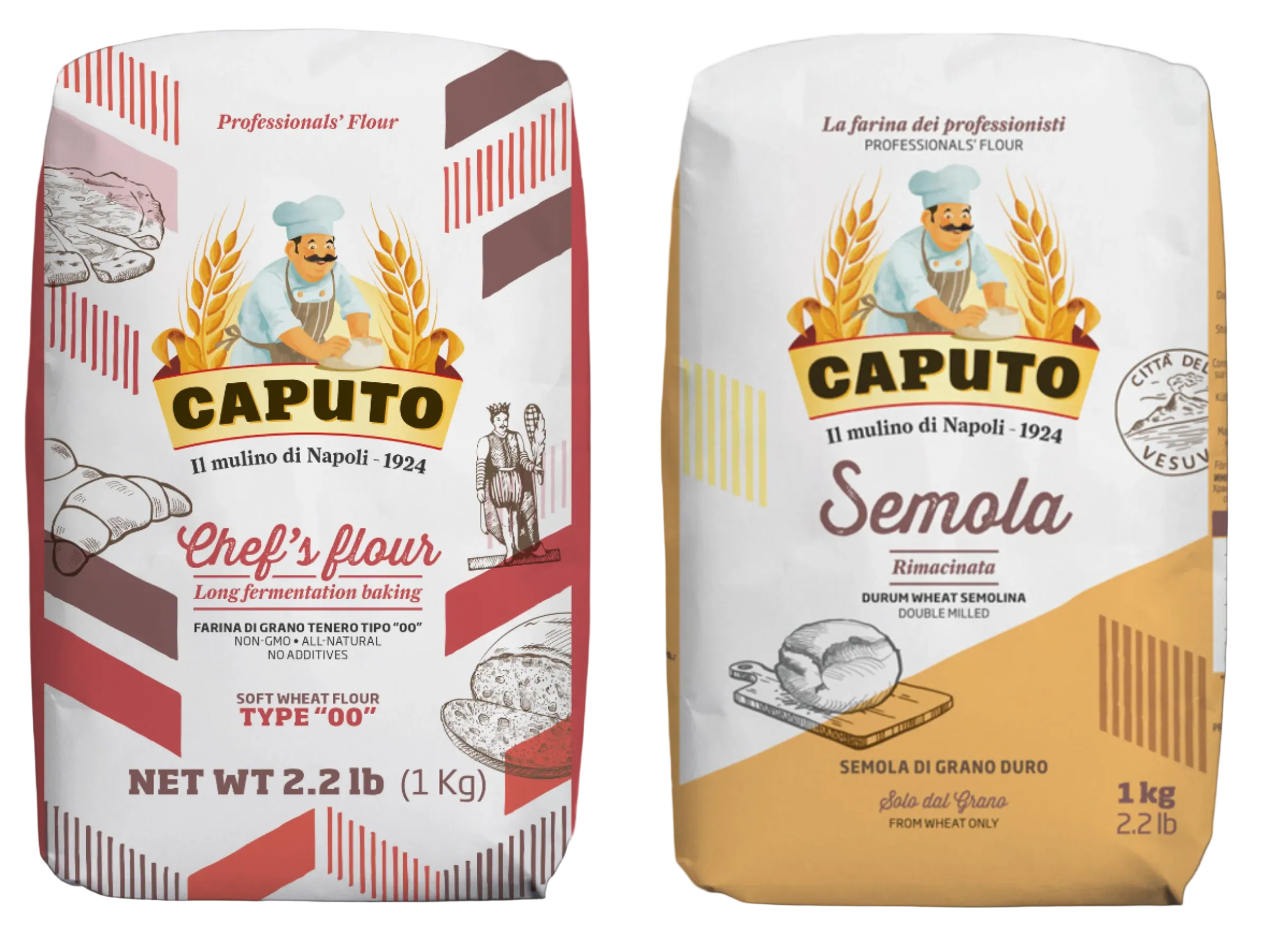 Caputo Combo Pack (1 Chef 00 Flour + 1 Semola Flour - Total 4.4 LBS)