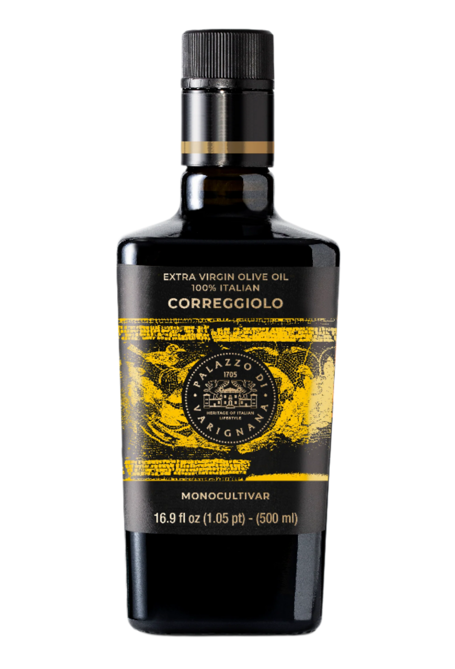 Correggiolo olive oil on a white background