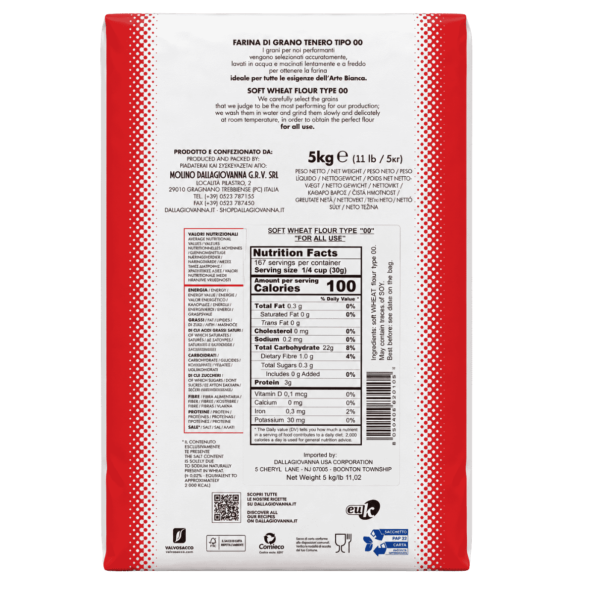 Dallagiovanna Universale Tipo 00 All-Purpose Flour (5kg/11lbs)