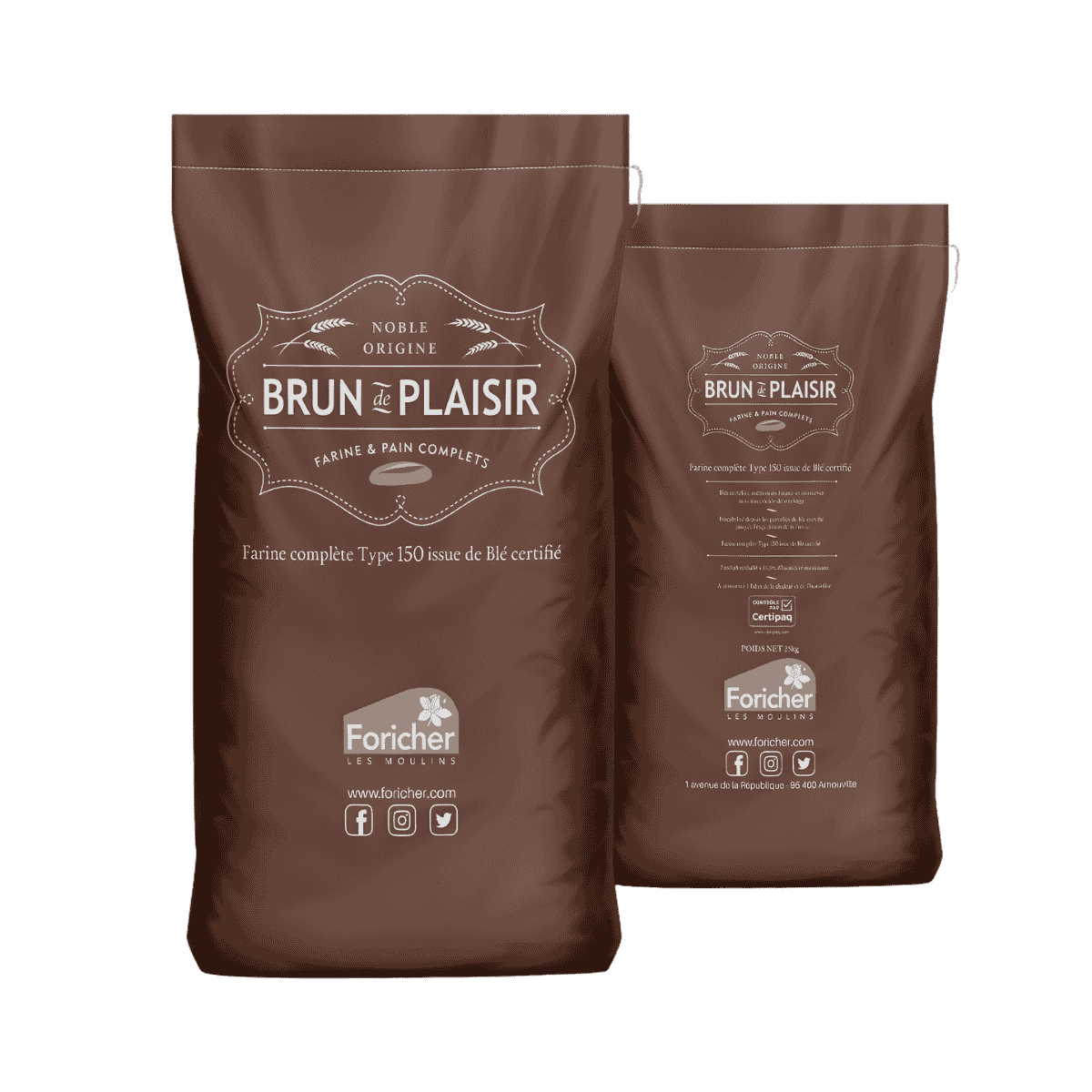 Foricher “Brun de Plaisir” T150 Wholemeal Flour CRC®, Label Rouge (5 kg/11lbs)