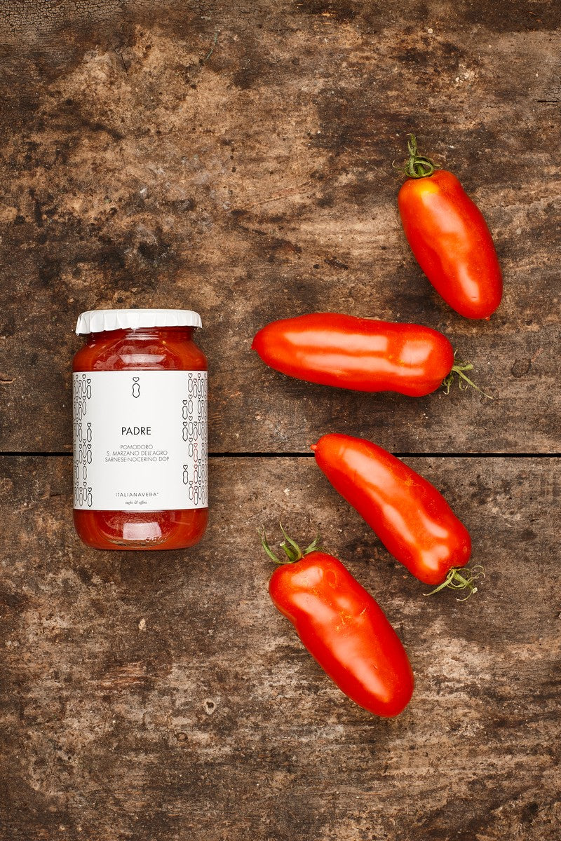 Italianavera Padre San Marzano DOP tomatoes — editorial photograph