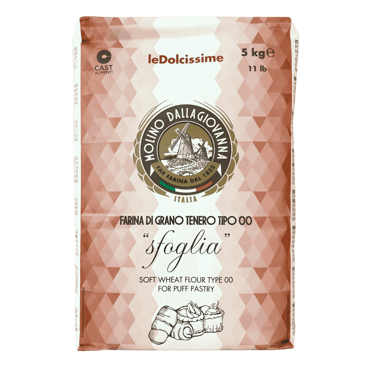 Dallagiovanna Sfoglia and Puff Pastry flour (11 lbs - 5kg)