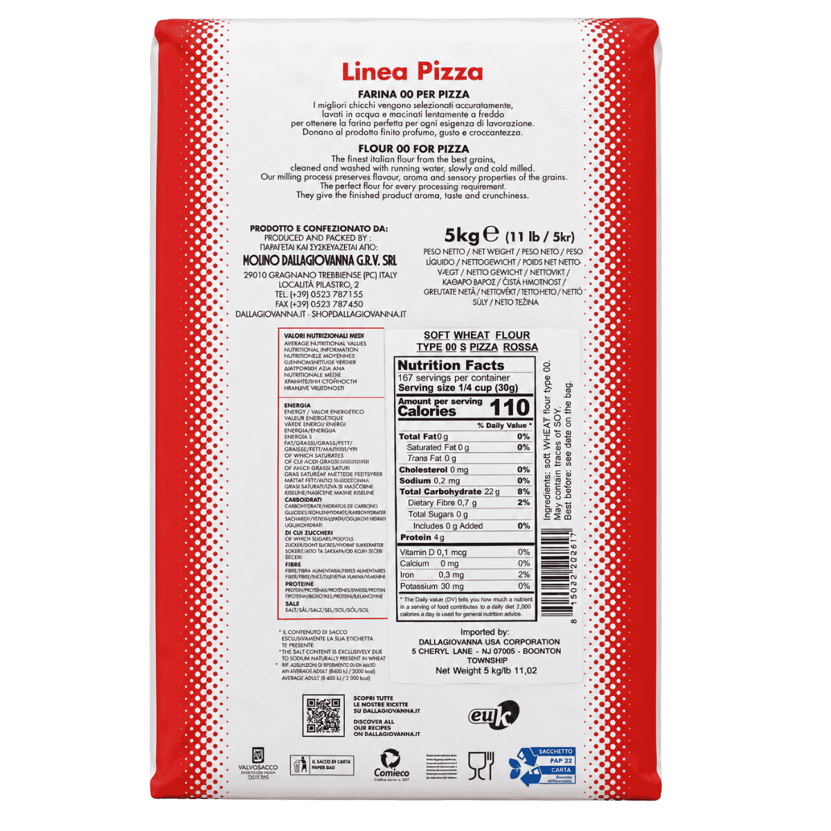 Molino Dallagiovanna S Rossa Tipo 00 Strong Pizza Flour (5kg/11lbs)