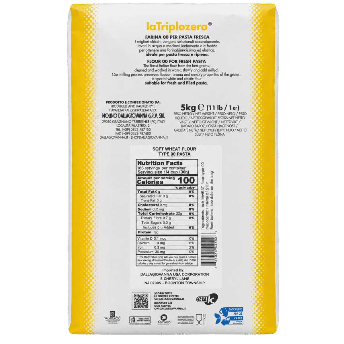 Molino Dallagiovanna laTriplozero Tipo 00 Fresh Pasta Flour (5kg/11lbs)