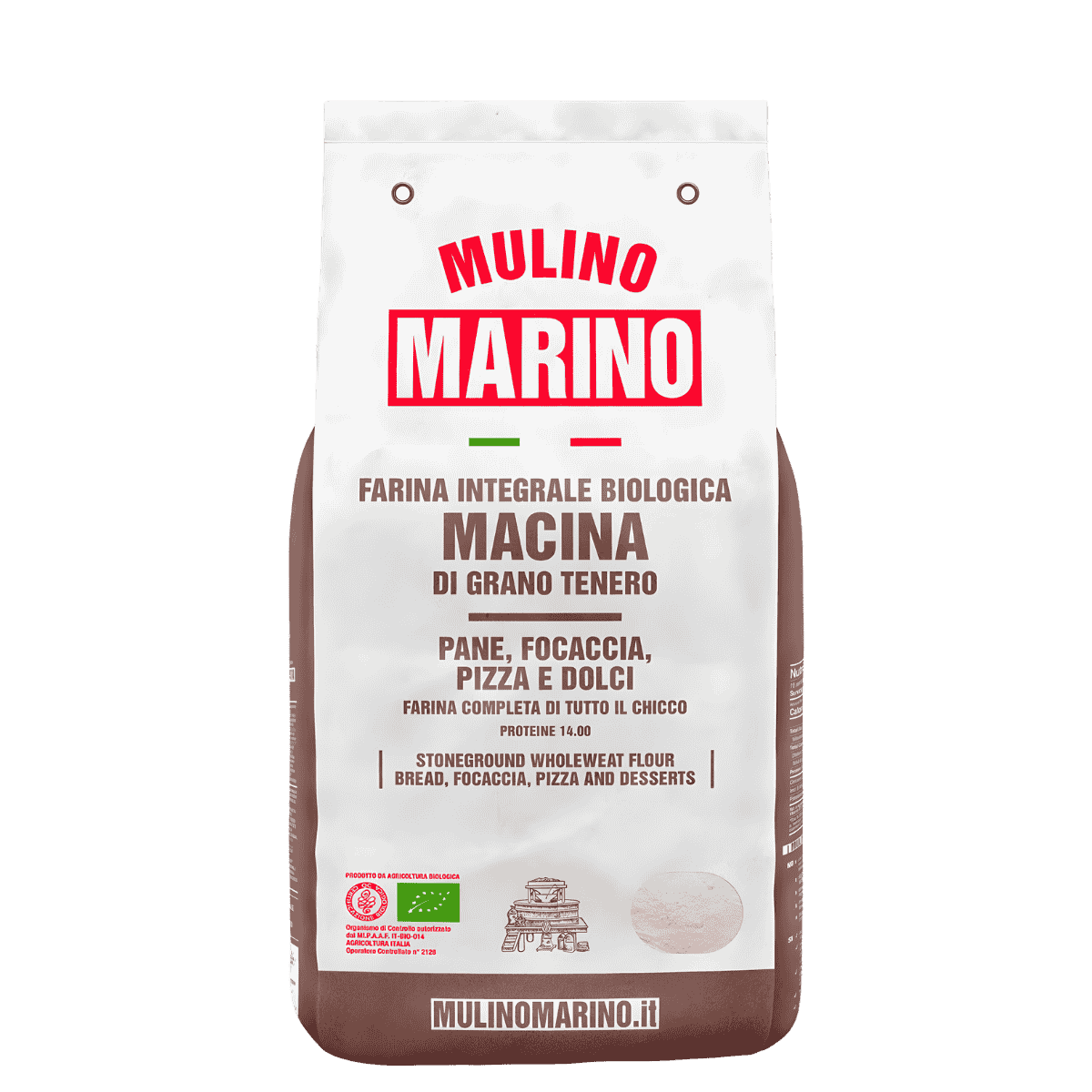 Mulino Marino Macina Organic Stoneground Whole Wheat Flour (1kg/2.2lbs)