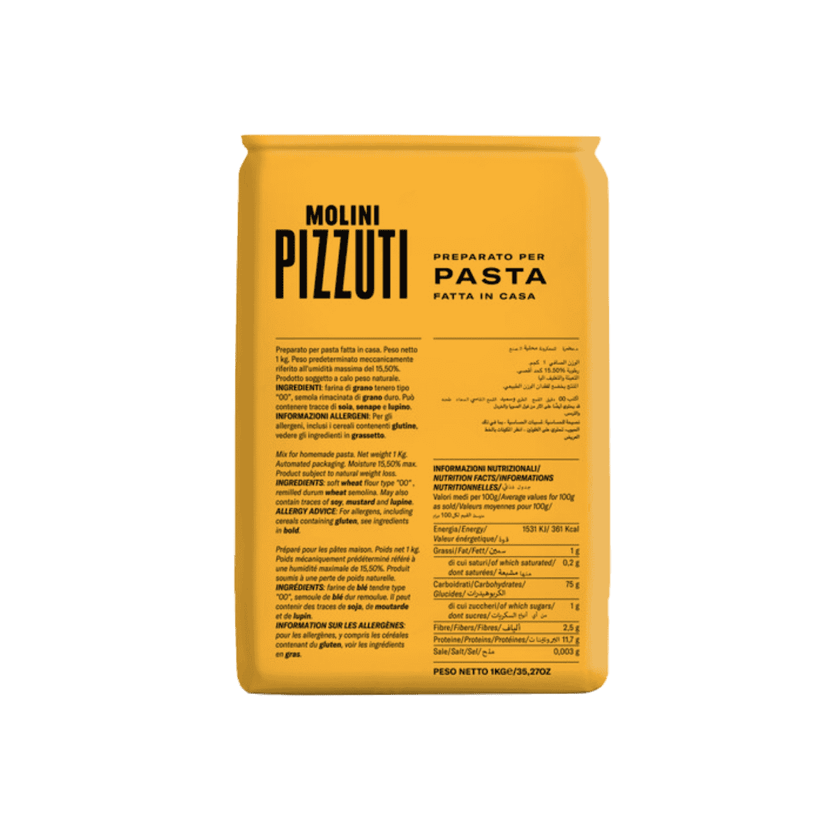 Molini Pizzuti Homemade Pasta Flour – Soft Wheat & Durum Semolina (1kg/2.2lbs)