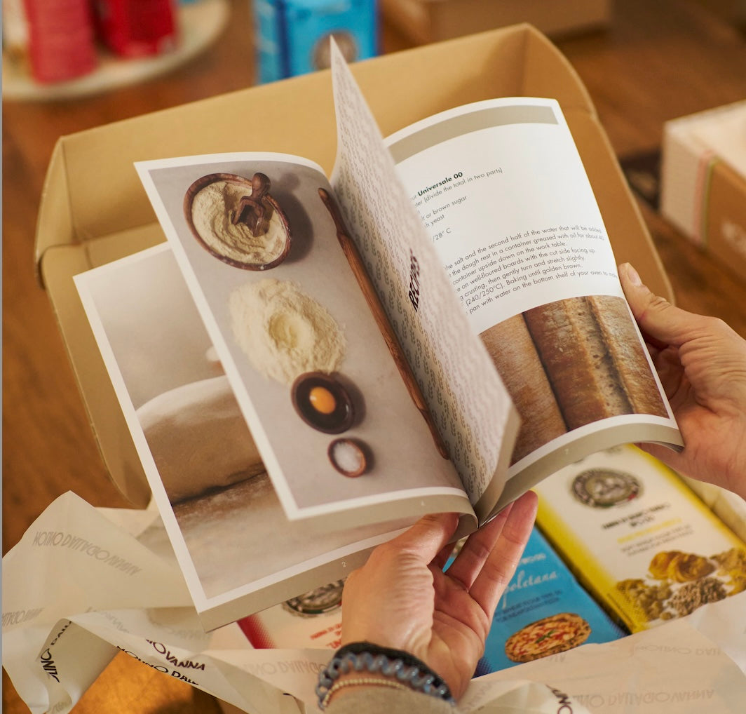 Molino Dallagiovanna Bread, Pizza, and Pasta gift box with recipe books