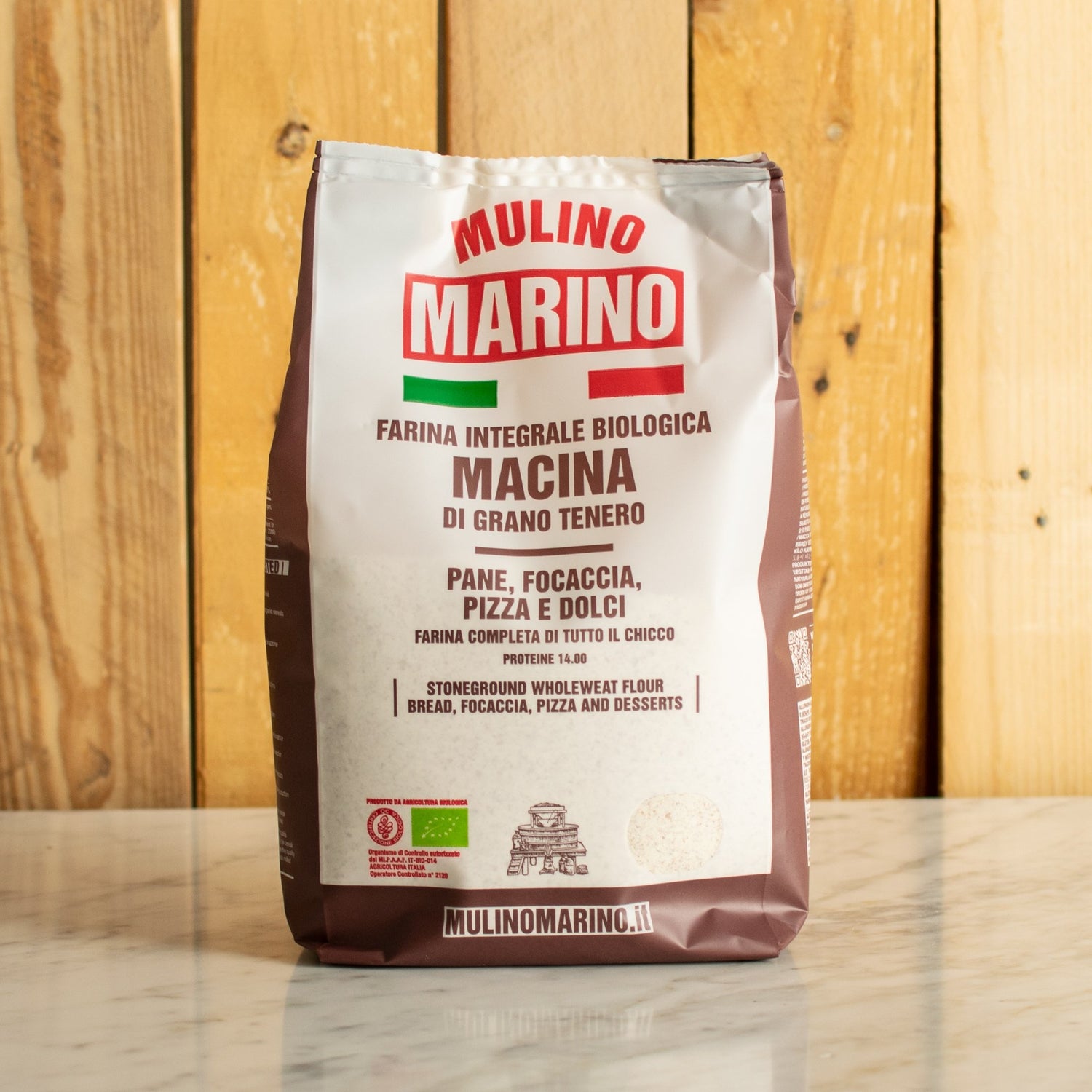 Mulino Marino Macina Organic Stoneground Whole Wheat Flour (1kg/2.2lbs)