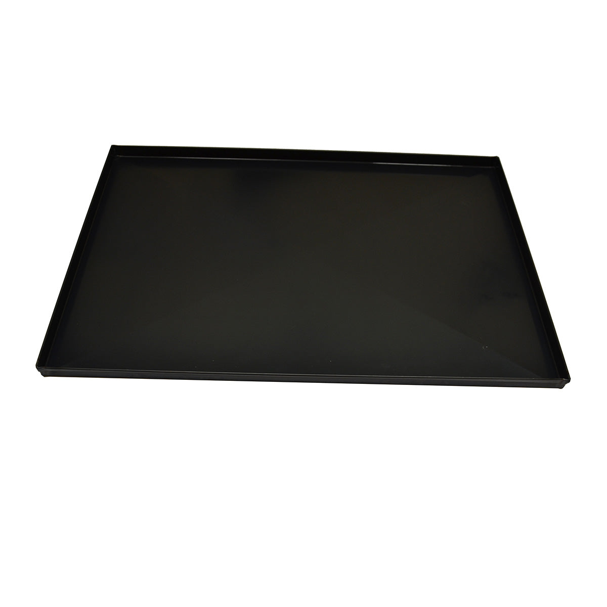 Black pizza pan on a white background