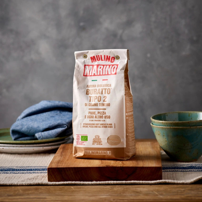 Mulino Marino Organic Buratto Type 2 – Stoneground Bread & Pizza Flour (1kg/2.2lbs)