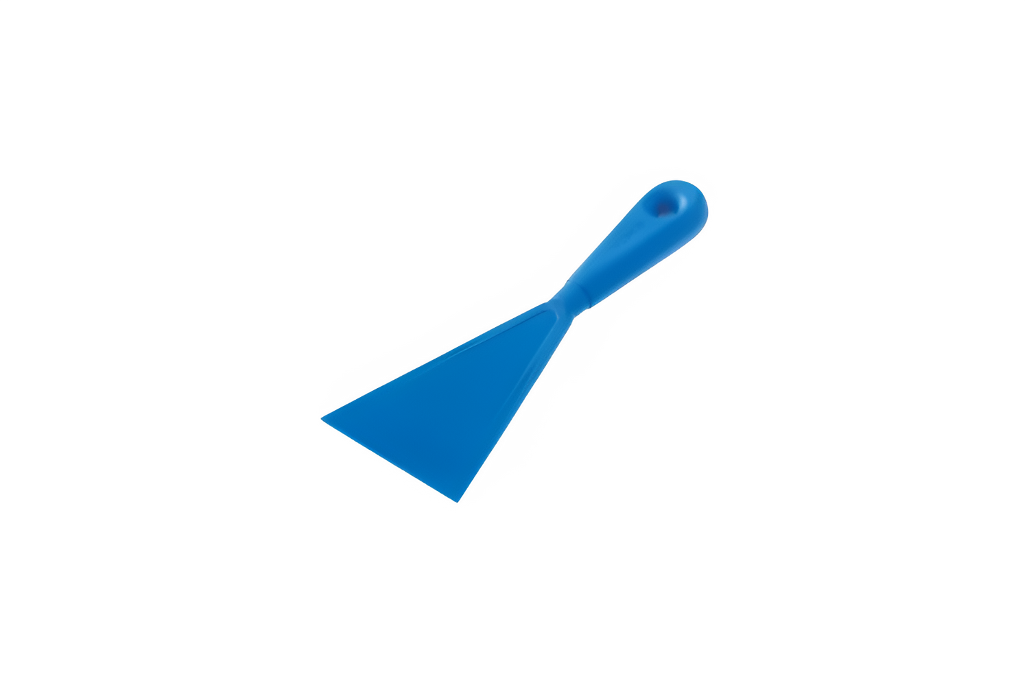 Blue plastic scraper on a white background