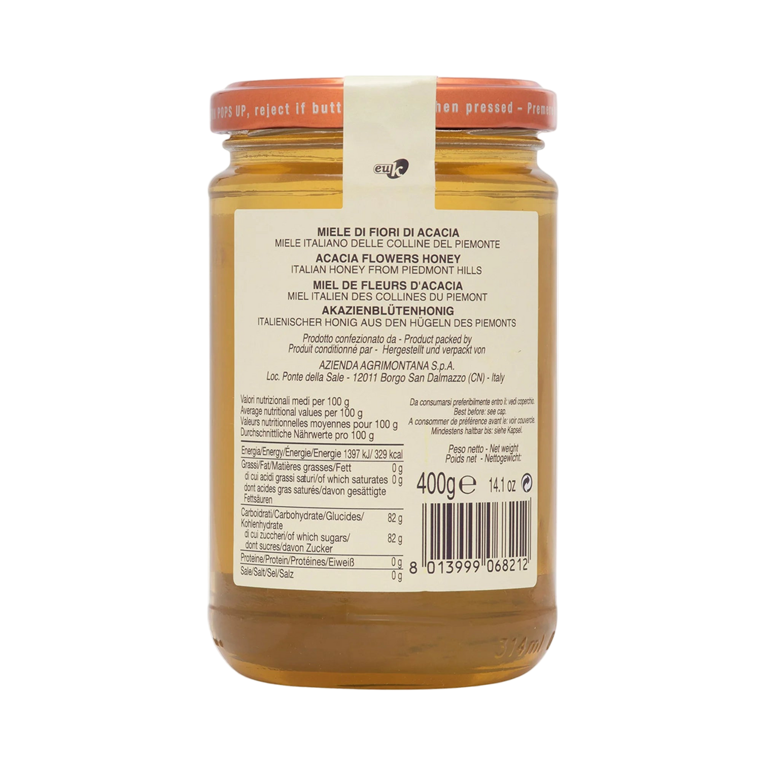Jar of honey with a label