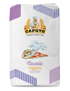 Bag of Caputo flour with branding and product details on a white background