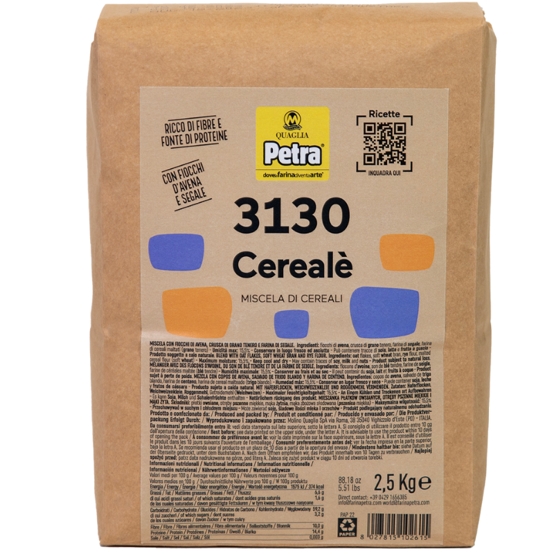 Petra 3130 Cerealè All-Natural Cereal Mix (Oats, Rye, Bran & Malted Cereals) for Higher Fiber Baking (2.5kg/5.5lbs)