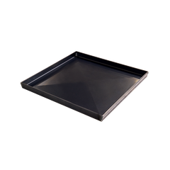 Black squared pizza pan on a white background