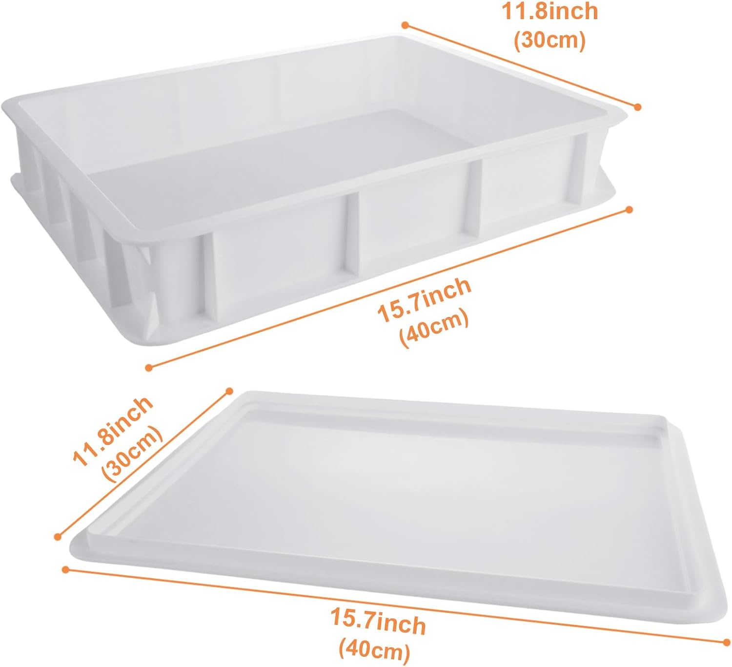 Pizza Dough Proofing Box with lid – Made in Italy, Food‑Safe, Stackable (16x12x4