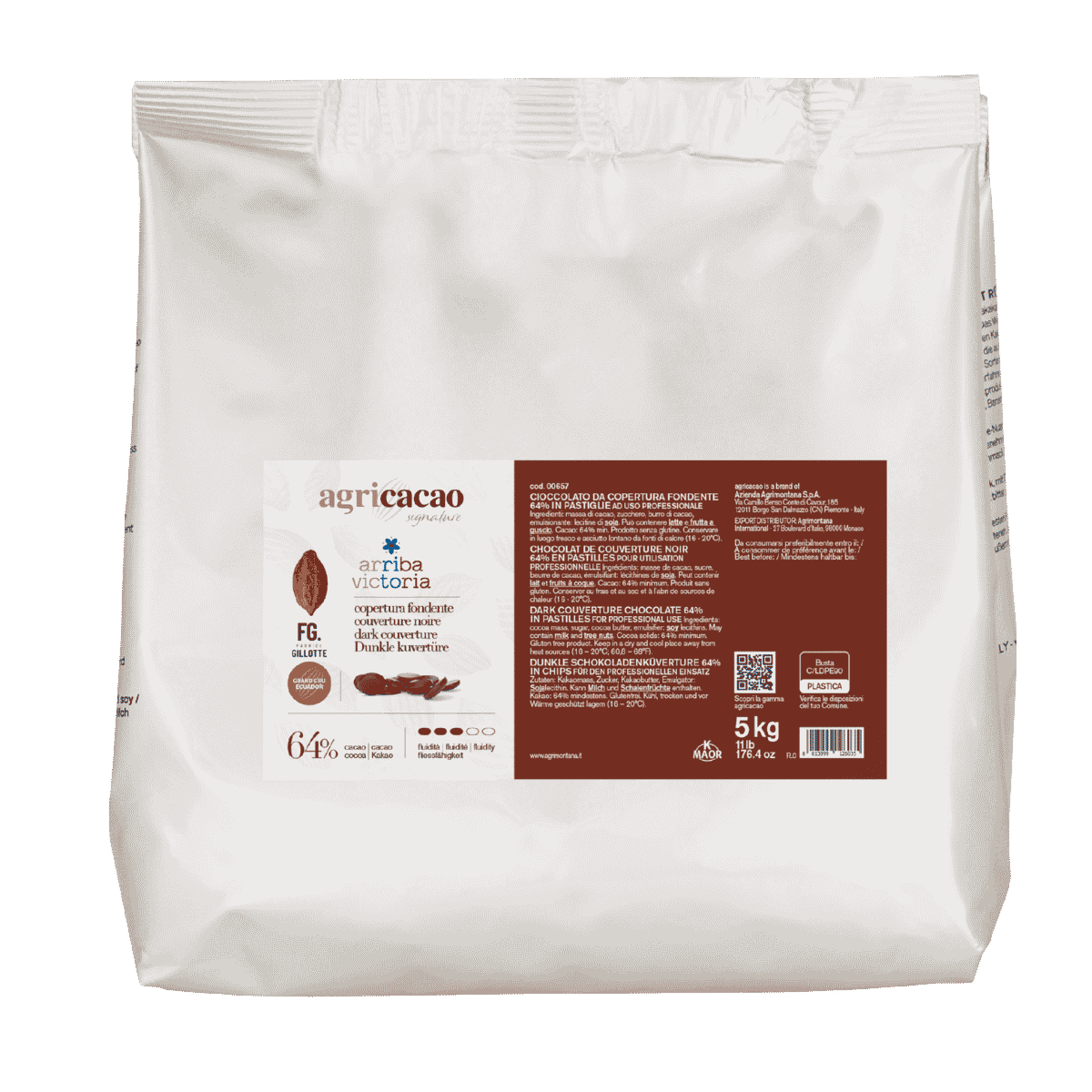 Agrimontana Agricacao Arriba Victoria 64% Dark Couverture Chocolate – 1kg