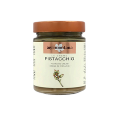 Jar of agrimontana pistachio cream on a white background