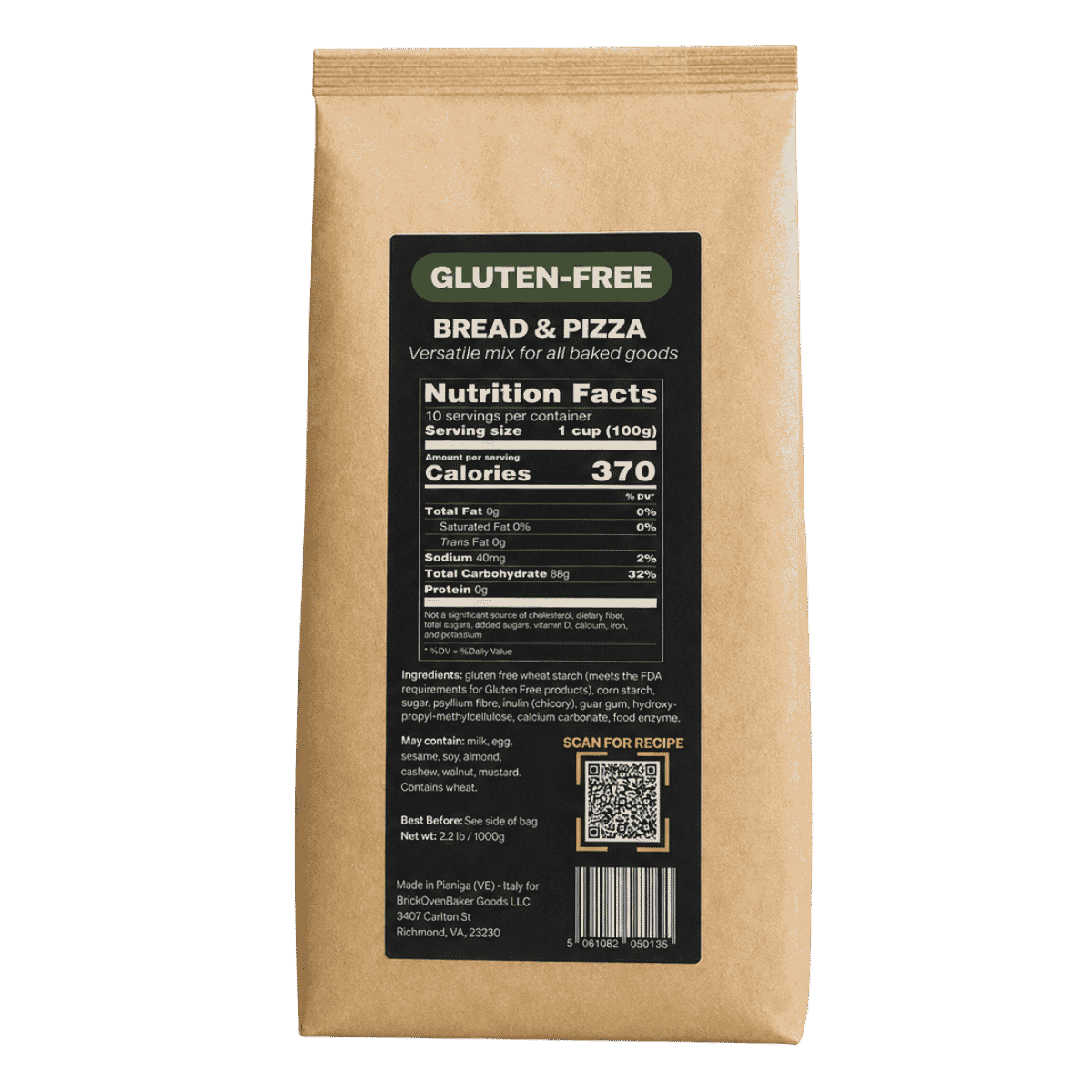 ZERO Gluten-Free Bread & Pizza Flour Mix – Made in Italy (1kg/2.2lbs)