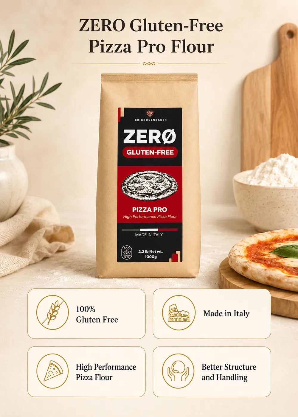 ZERO Gluten-Free Pizza Pro Flour – Made in Italy (1kg/2.2lbs)
