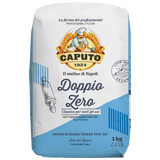 Bag of Caputo flour with branding and product details on a white background