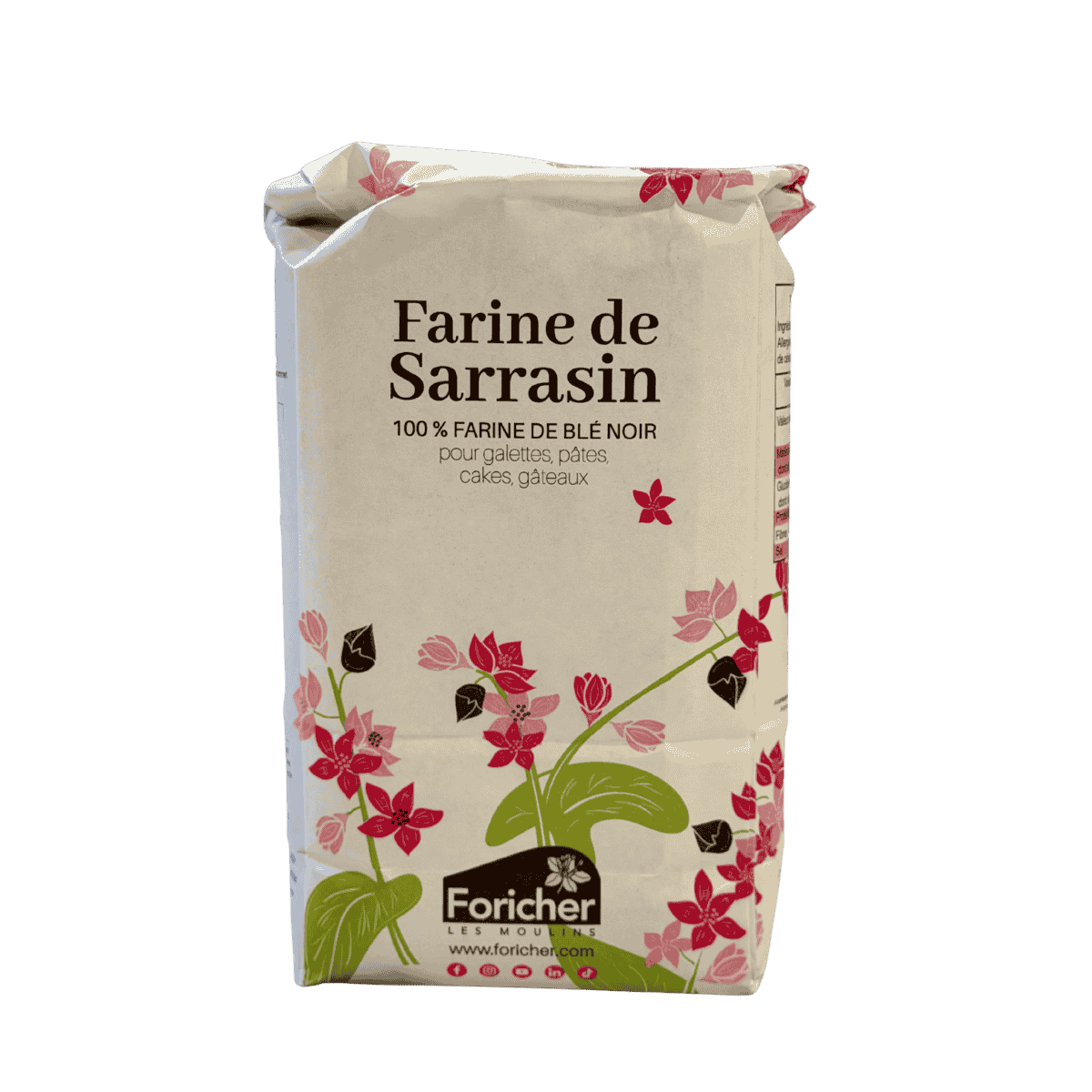 Foricher Buckwheat Flour (Farine de Sarrasin) – 100% French - 1 kg/2.2lbs