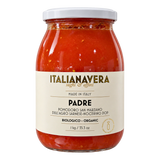 Italianavera Padre organic San Marzano DOP whole peeled tomatoes, 1 kg jar — front packaging