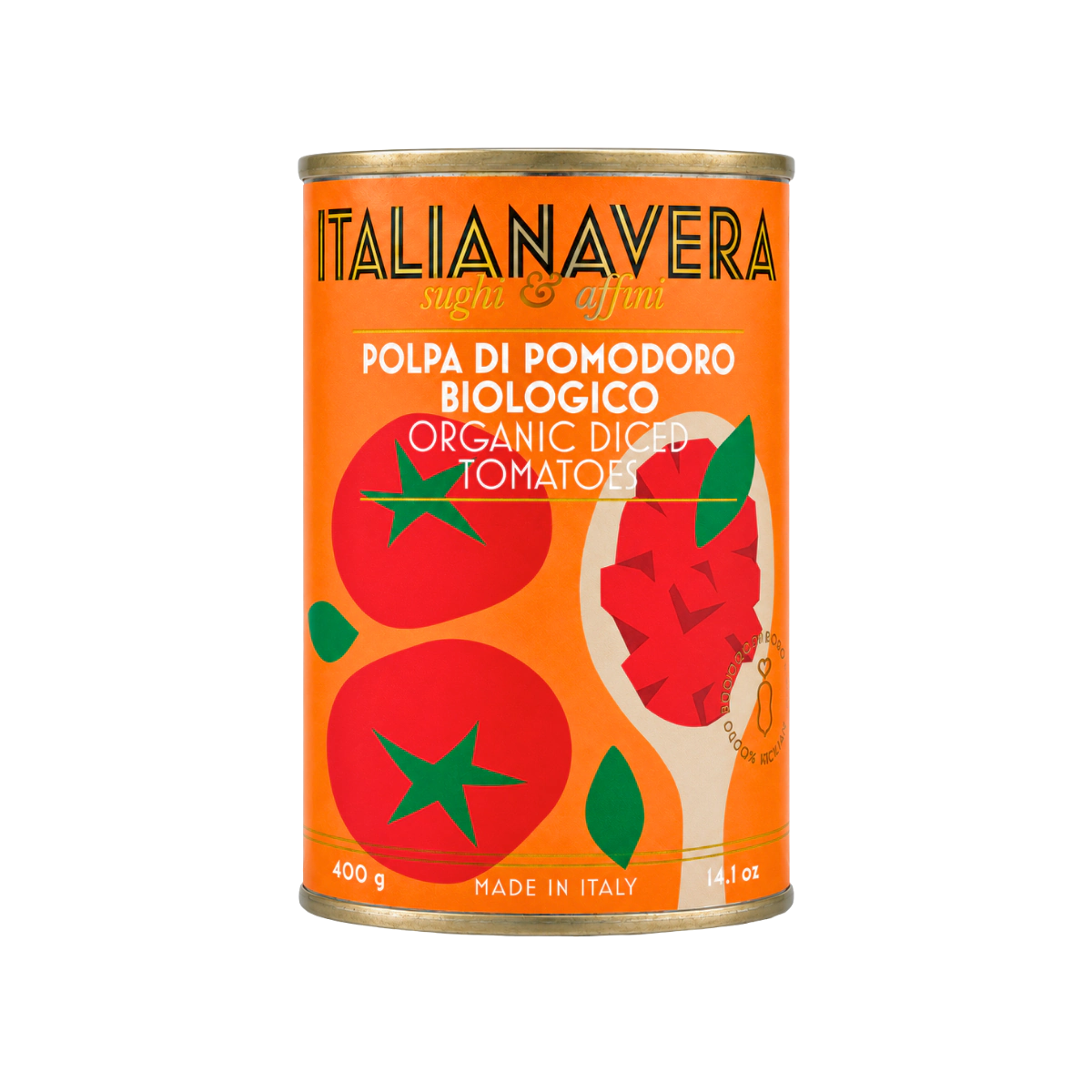 Italianavera Organic Chopped Tomatoes (polpa), 400 g can — front packaging