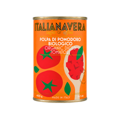 Italianavera Organic Chopped Tomatoes (polpa), 400 g can — front packaging