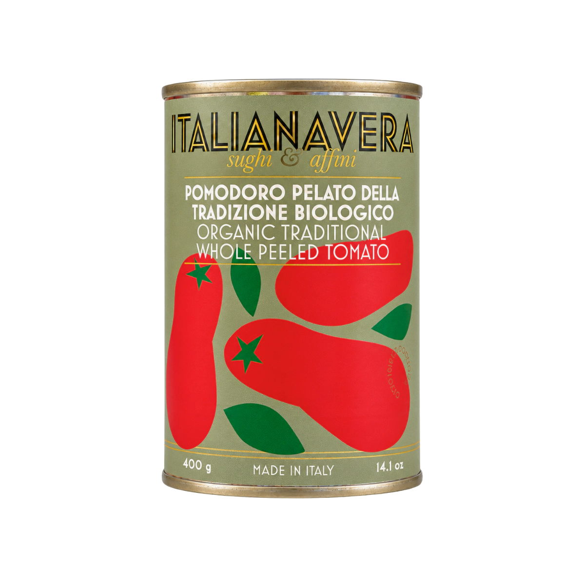 Italianavera Organic Whole Peeled Tomatoes, 400 g can — front packaging