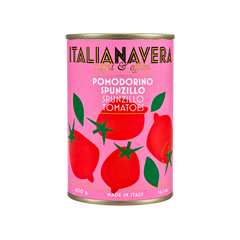 Italianavera Spunzillo cherry tomatoes in tomato juice, 400 g can — front packaging