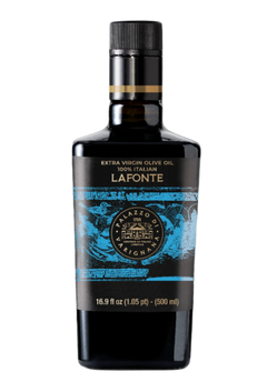 Bottle of Lafonte olive oil on a white background