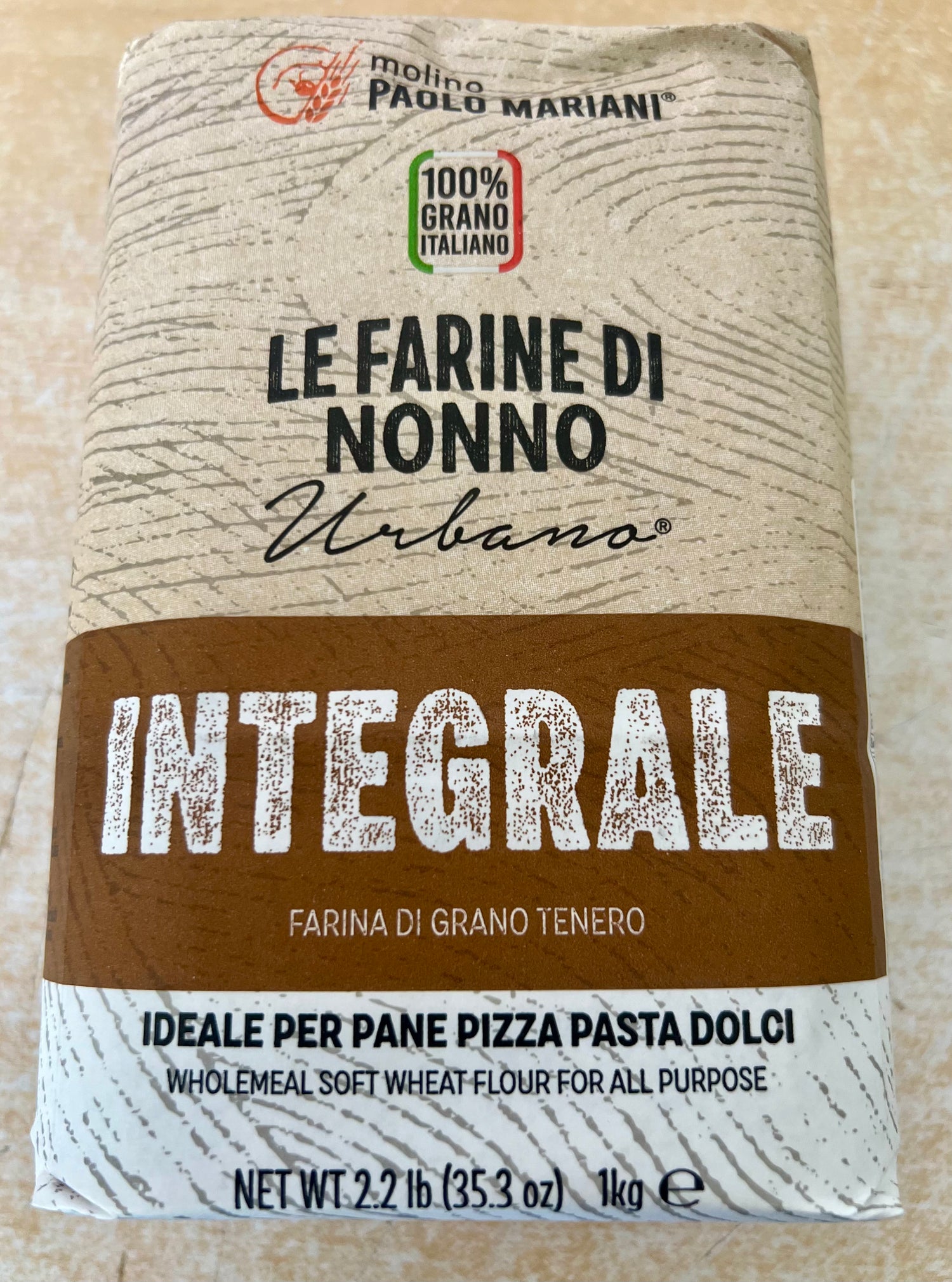 Molino Paolo Mariani Whole Wheat Flour (Integrale) - 1kg / 2.2lbs