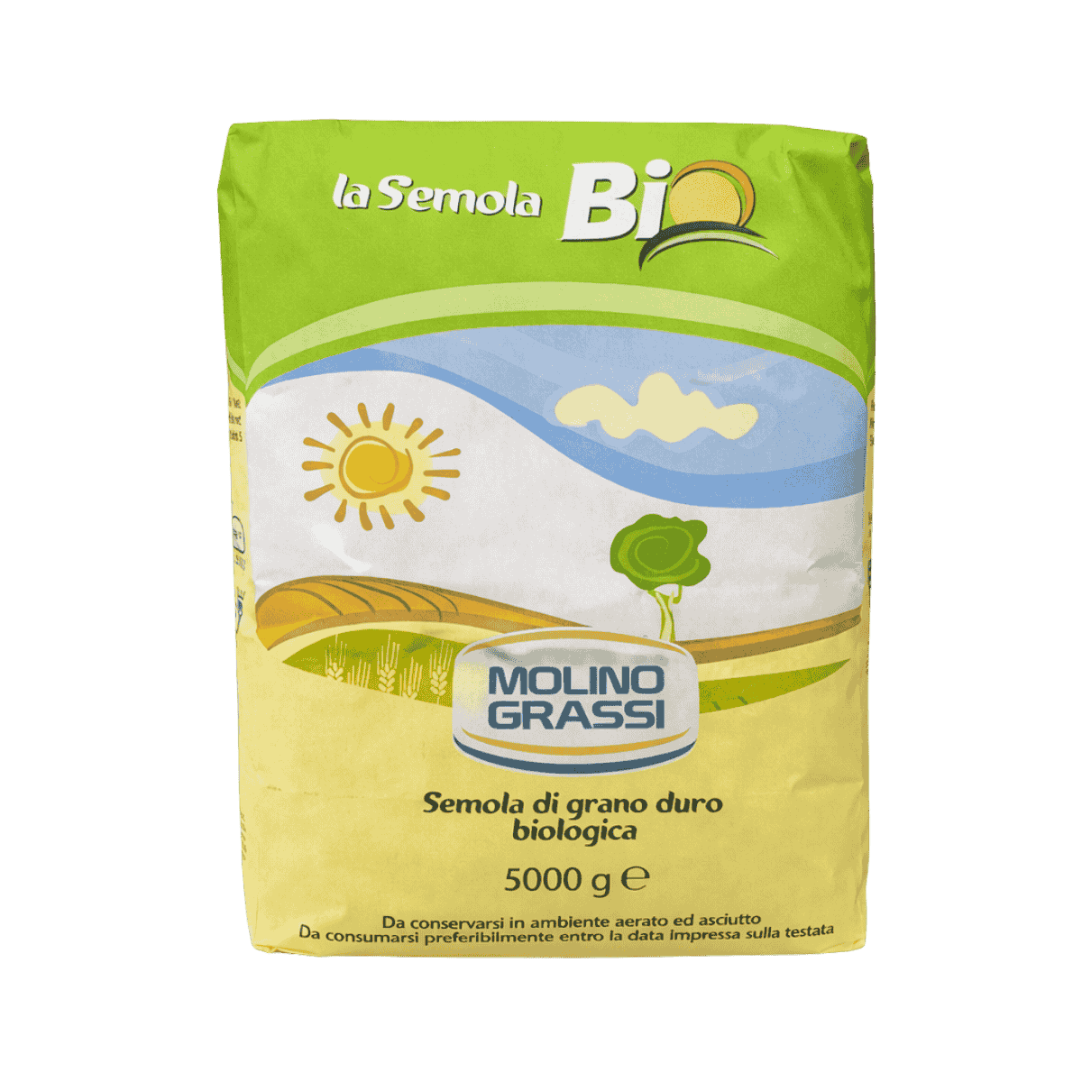 Molino Grassi Organic Durum Wheat Semolina – Italian Semolina for Pasta, Bread & Pizza (11lbs/5kg)