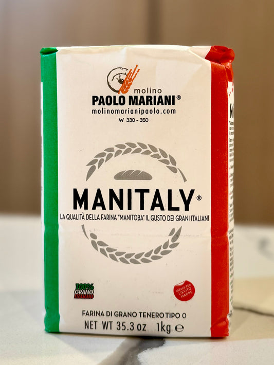 Molino Paolo Mariani Tipo 0 Manitoba flour from 100% Italian Grains, 1kg bag, front image