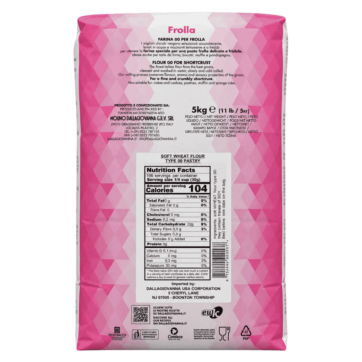 Molino Dallagiovanna Frolla Tipo 00 Shortcrust Pastry Flour (5kg/11lbs)